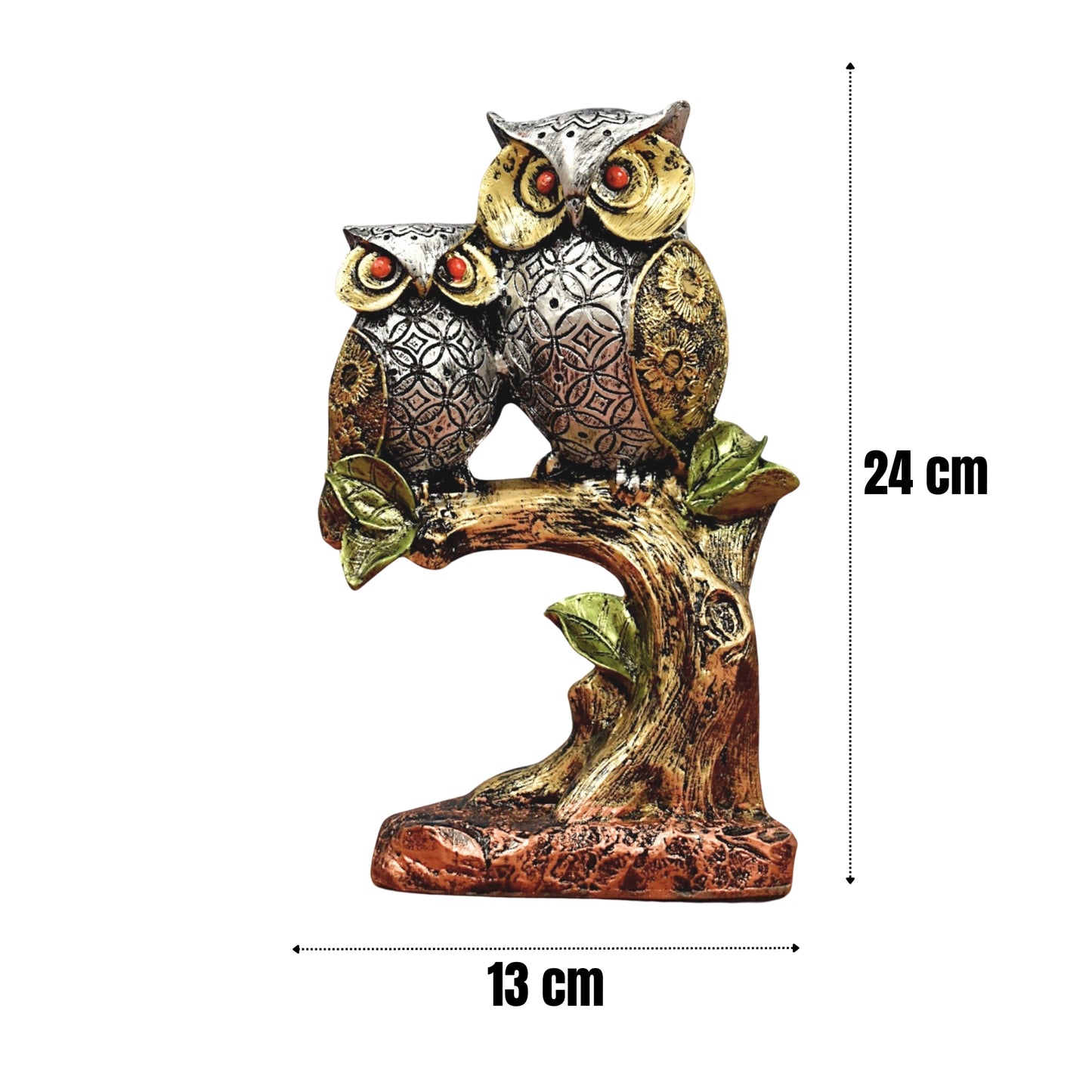 Resin Owl Pair Statue Sitting on Tree Bird Showpiece for Home Decor/Office Table Top Decorative/Owl Statue for Showpiece/Living Room Decoration/Garden Decor/Gift Item