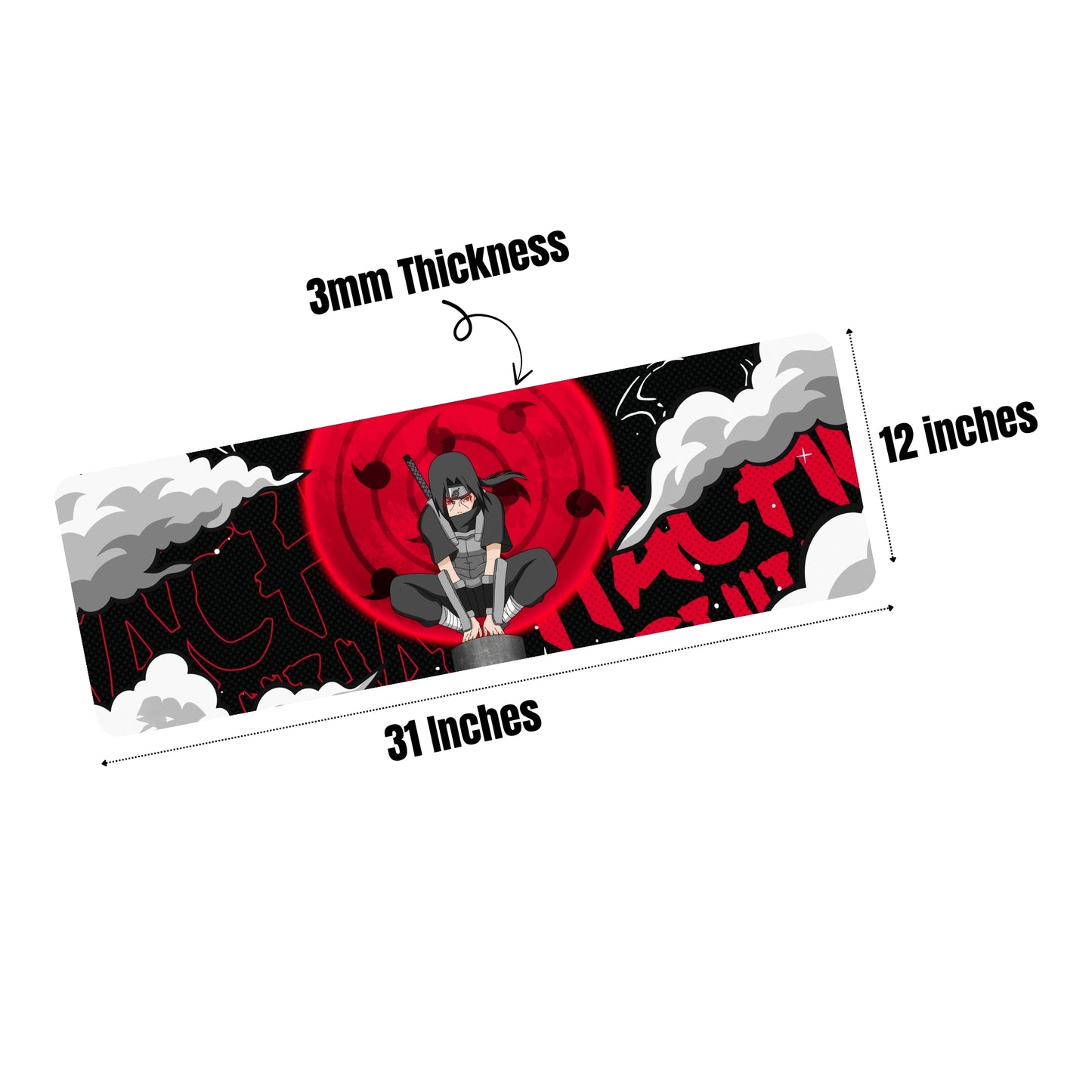 ITACHI UCHIHA PREMIUM EDITION DESK MAT (31 X 12 INCHES) - GAMING MOUSE PAD | RUBBER BASE DESK MAT