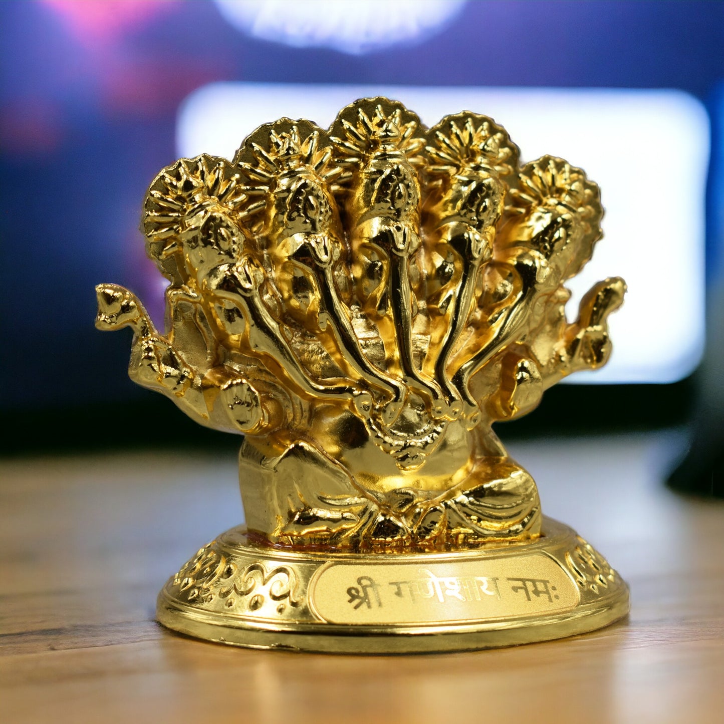 Panchmukhi Ganesh Ji Golden Metal Statue