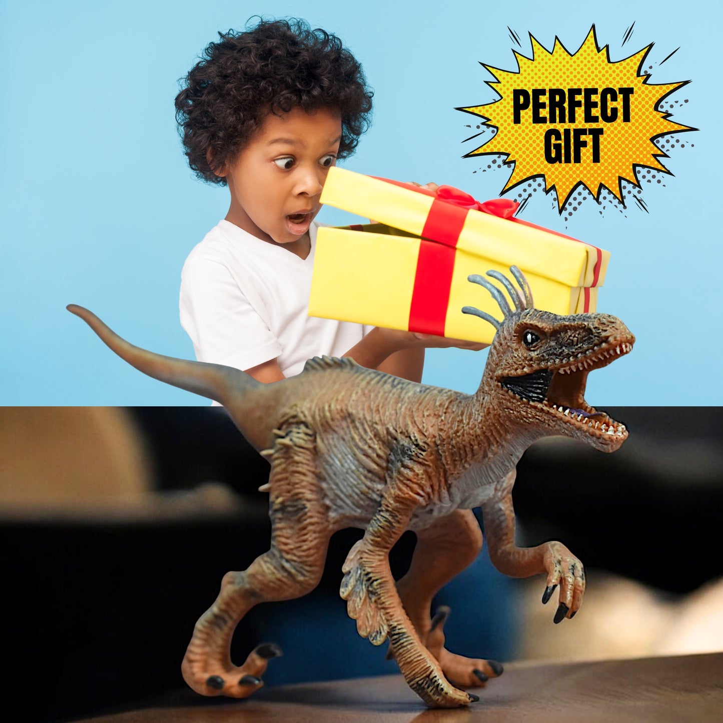 Dinosaur Action Figure - Realistic 10-inch Velociraptor Toy For Kids