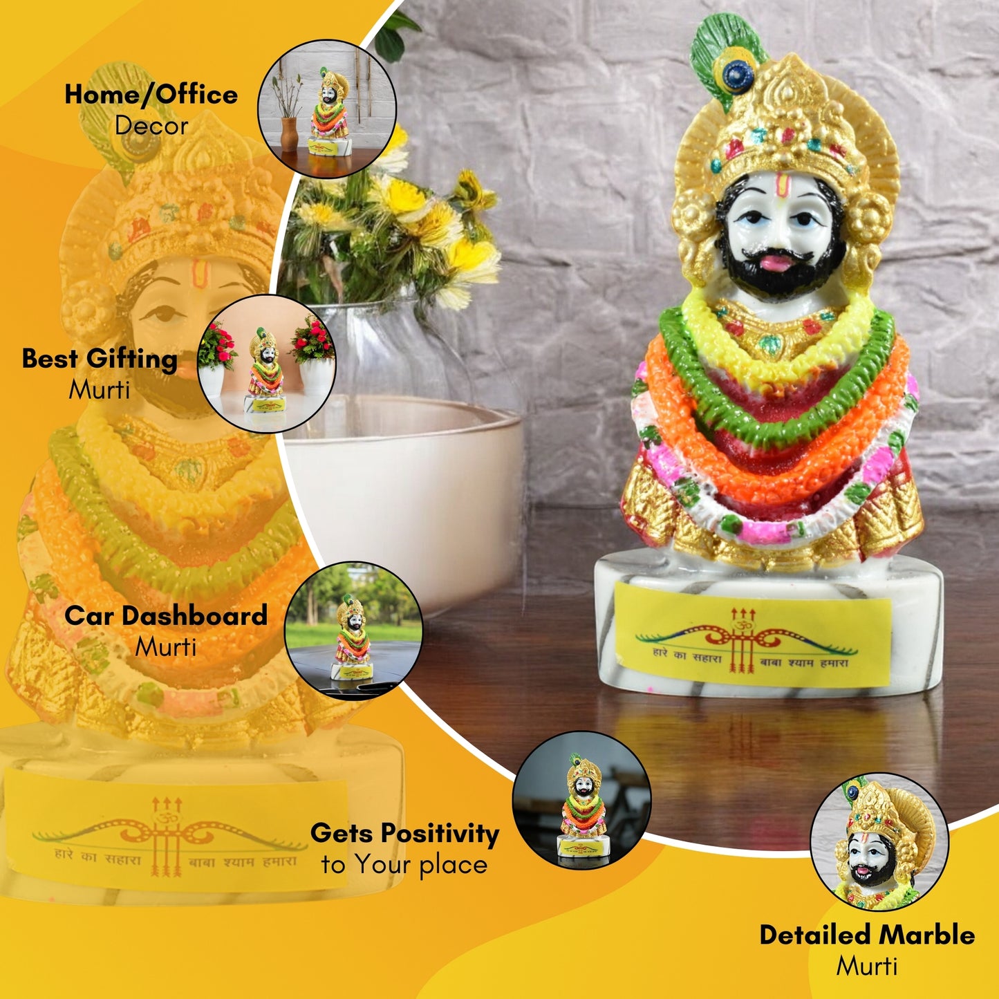 Marble Baba Khatu Shyam Ji Idol Statue (10 Cm)