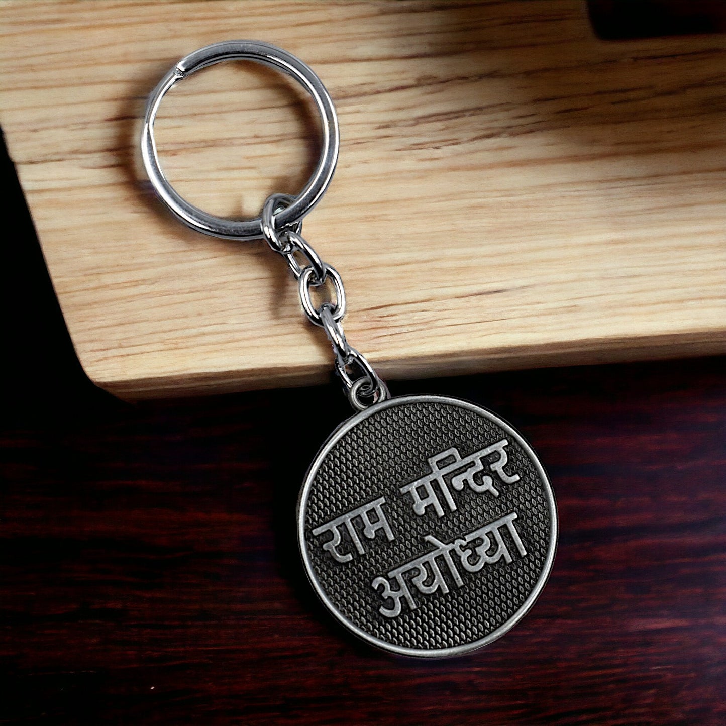 Ayodhya Jai Shree Ram - Ram Mandir Keychain Metal | Ram Mandir Keyring (Silver)