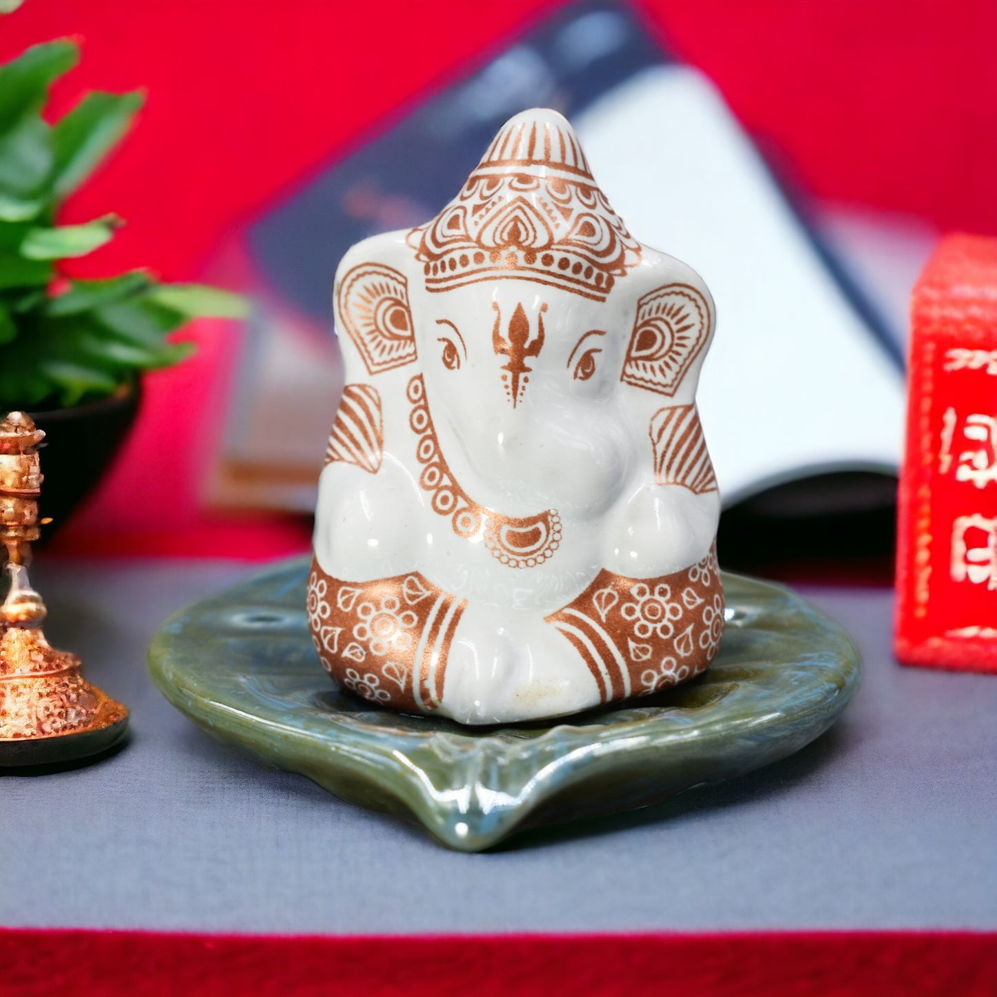 Marble Ganesha Ji Home Decoration Statue Murti God Idol Statues For Home, Office & Car Dashboard Small (6 Cm Height) (Ganesh Ji)