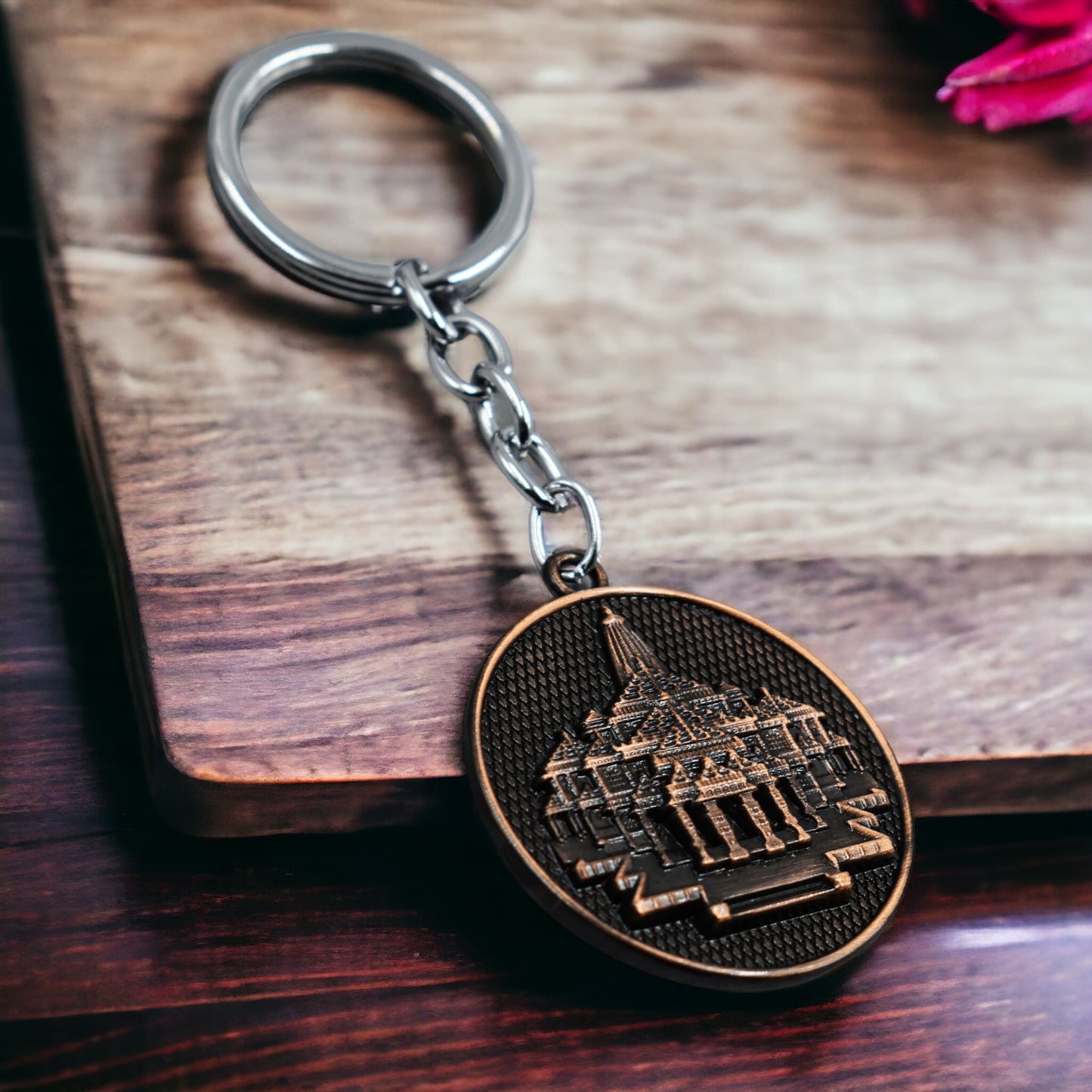 Ayodhya Jai Shree Ram - Ram Mandir Keychain Metal | Ram Mandir Keyring (Bronze)