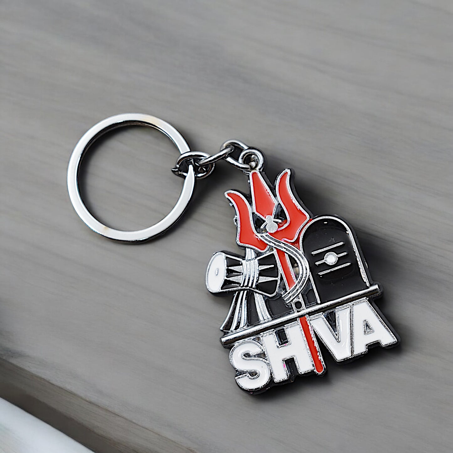 Lord Shiva Damru Trishul Metal Keychain
