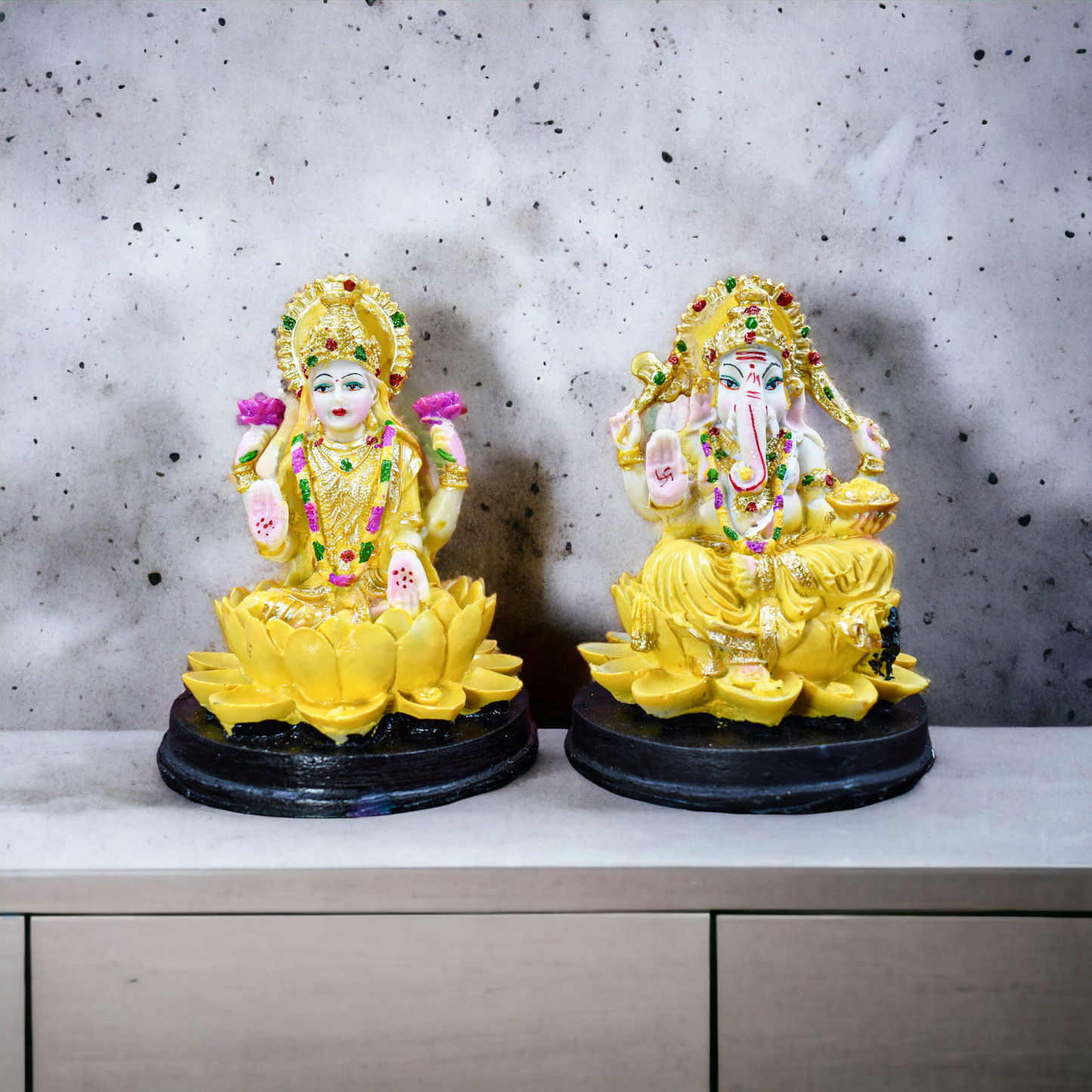 Divine Lakshmi Ganesh Sitting Figure (20 Cm Height)