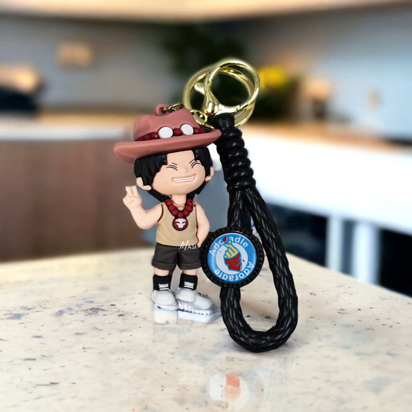 Portgas D. Ace Silicon Rubber Keychain With Strap - One Piece