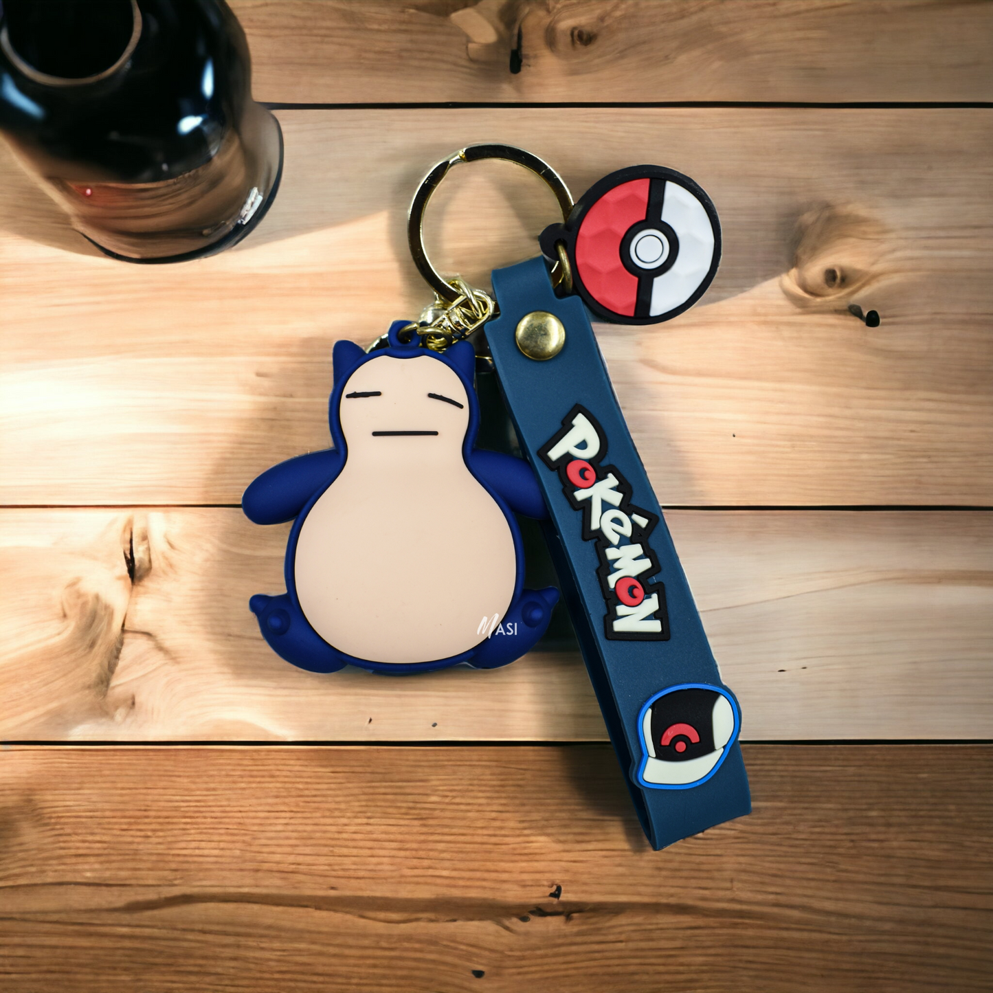 Snorlax Sleeping Silicin Rubber Keychain With Strap - Pokemon