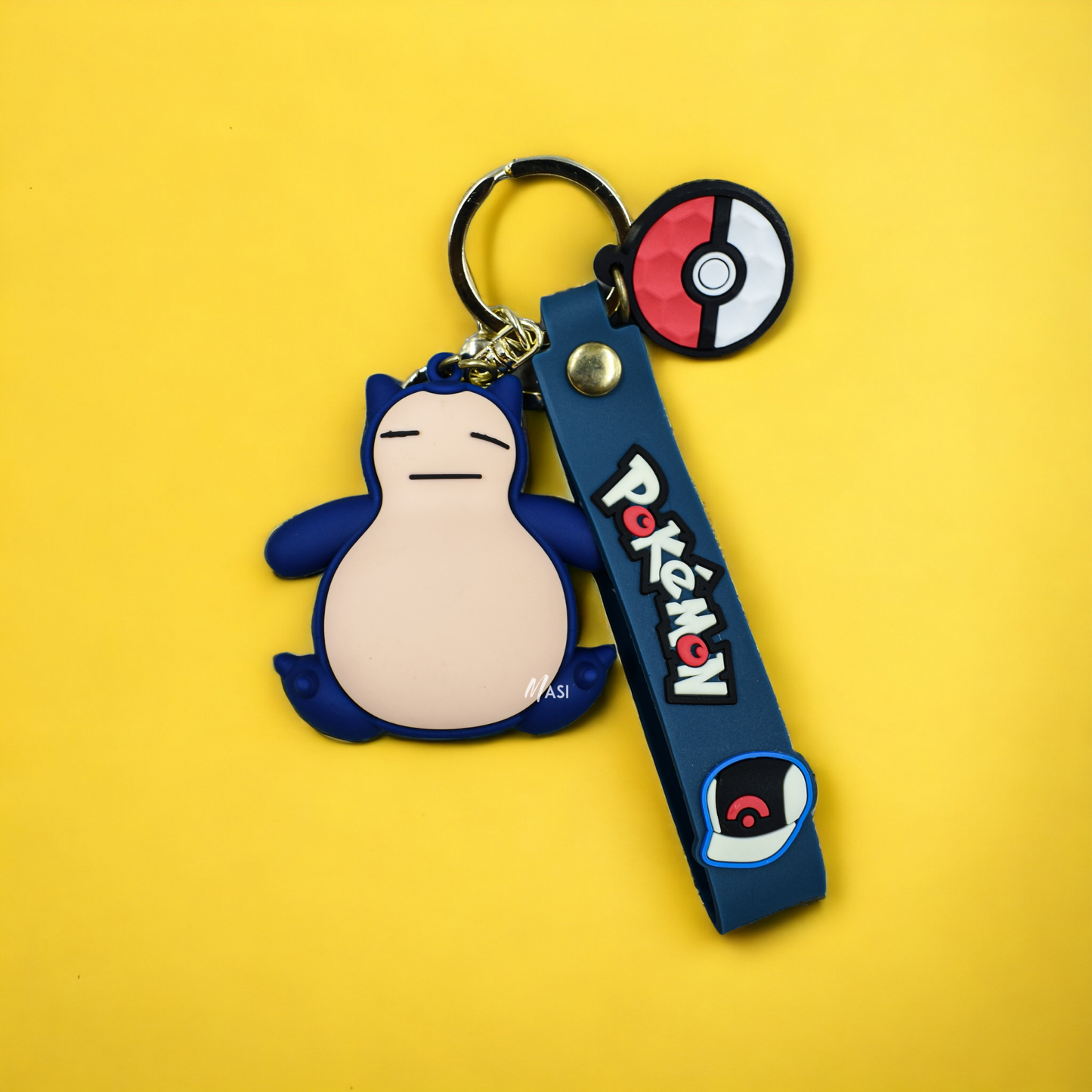Snorlax Sleeping Silicin Rubber Keychain With Strap - Pokemon