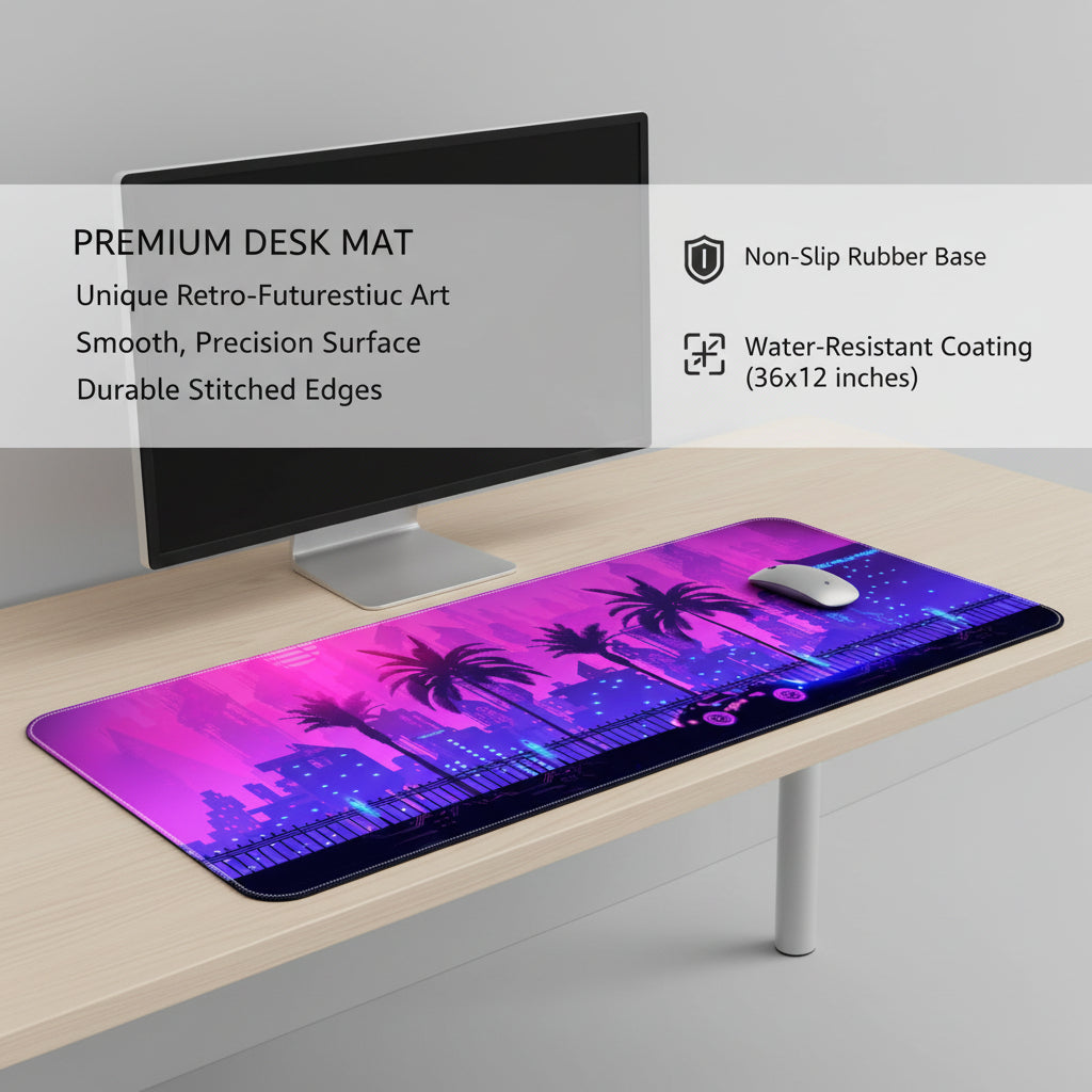 CYBERPUNK CITY MOUSE PAD (31 X 12 INCHES) - GAMING MOUSE PAD | RUBBER BASE DESK MAT