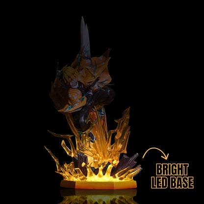 ZENITSU PREMIUM EDITION ACTION FIGURE WITH GLOWING EYES AND BRIGHT LED BASE (31 CM HEIGHT) - DEMON SLAYER
