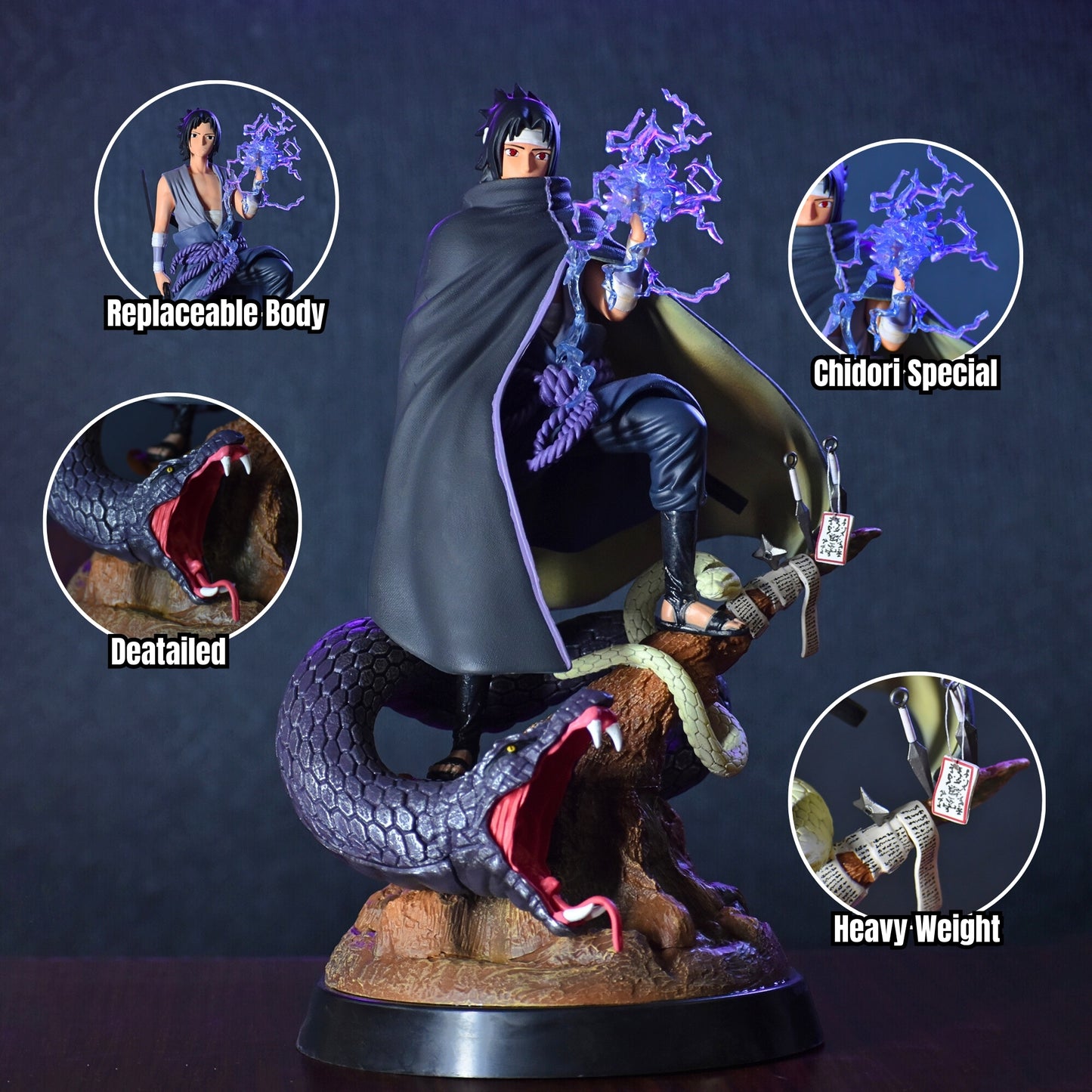 SASUKE UCHIHA EXCLUSIVE ACTION FIGURE (32 CM HEIGHT) REPLACEABLE BODY AND HEAD - NARUTO