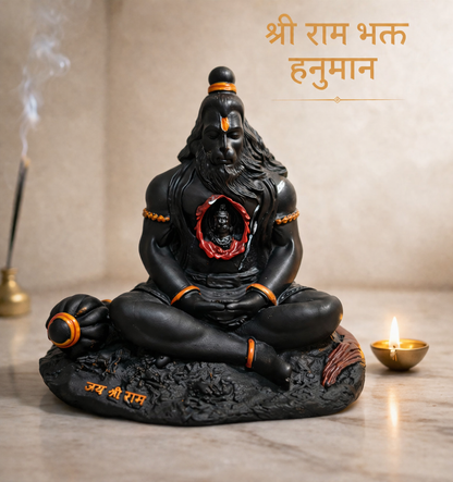 Hanuman Idol with Shri Ram in Heart – Spiritual Protection & Blessings Décor
