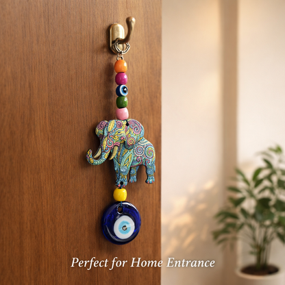 Elephant Evil Eye Hanging for Home Entrance - Good Luck & Protection Wall Decor
