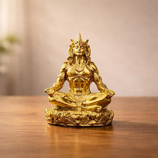 Meditating Lord Shiva Idol – Golden Finish Spiritual Yoga Showpiece