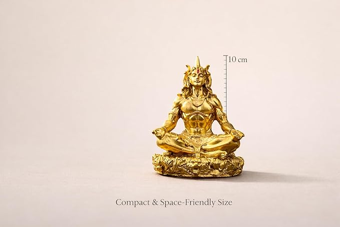 Meditating Lord Shiva Idol – Golden Finish Spiritual Yoga Showpiece
