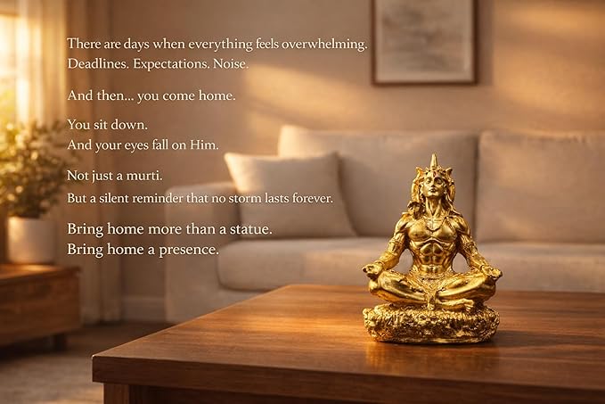 Meditating Lord Shiva Idol – Golden Finish Spiritual Yoga Showpiece