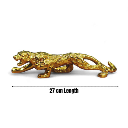 Golden Jaguar Showpiece For Home Decor/black Panther Statue For Living Room Decor, Cheetah Showpiece Office Decor Item (27 Cm Length)