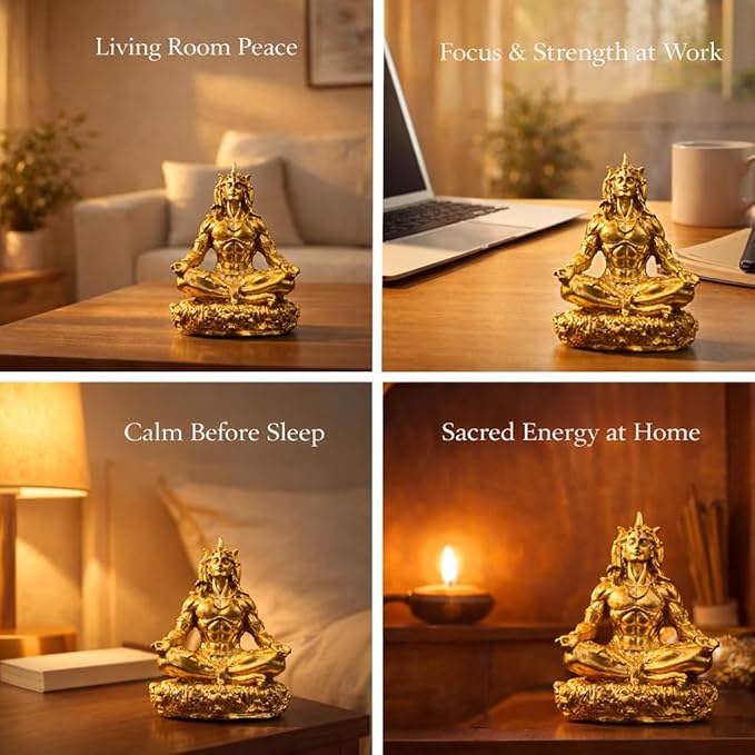 Meditating Lord Shiva Idol – Golden Finish Spiritual Yoga Showpiece
