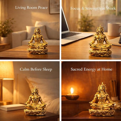 Meditating Lord Shiva Idol – Golden Finish Spiritual Yoga Showpiece