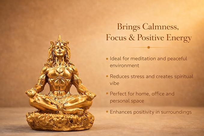 Meditating Lord Shiva Idol – Golden Finish Spiritual Yoga Showpiece