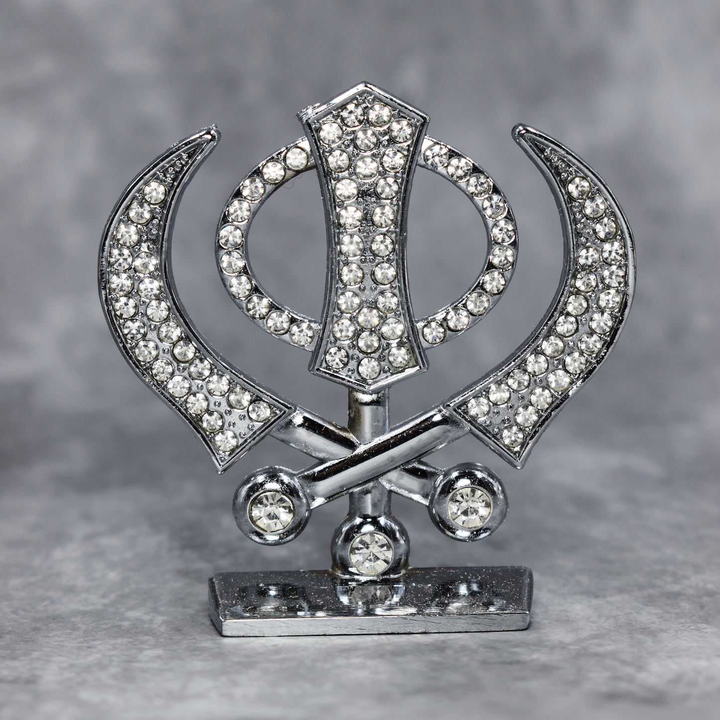 Sikh Religious Symbol Khanda Sahib Idol Silver Metal Statue For Home Décor Car Dashboard Mandir Pooja Murti Temple Puja Office Table Showpiece