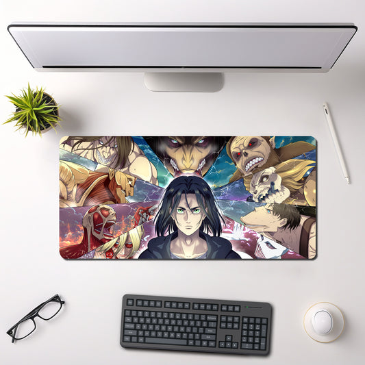 ATTACK ON TITAN - EREN YEAGER MOUSE PAD (23 X 11 INCHES) - GAMING MOUSE PAD | RUBBER BASE DESK MAT