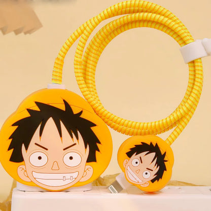 One Piece Luffy Cute Iphone Charger Cover Waterproof Protection Case (Silicone)