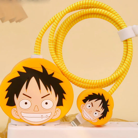 One Piece Luffy Cute Iphone Charger Cover Waterproof Protection Case (Silicone)