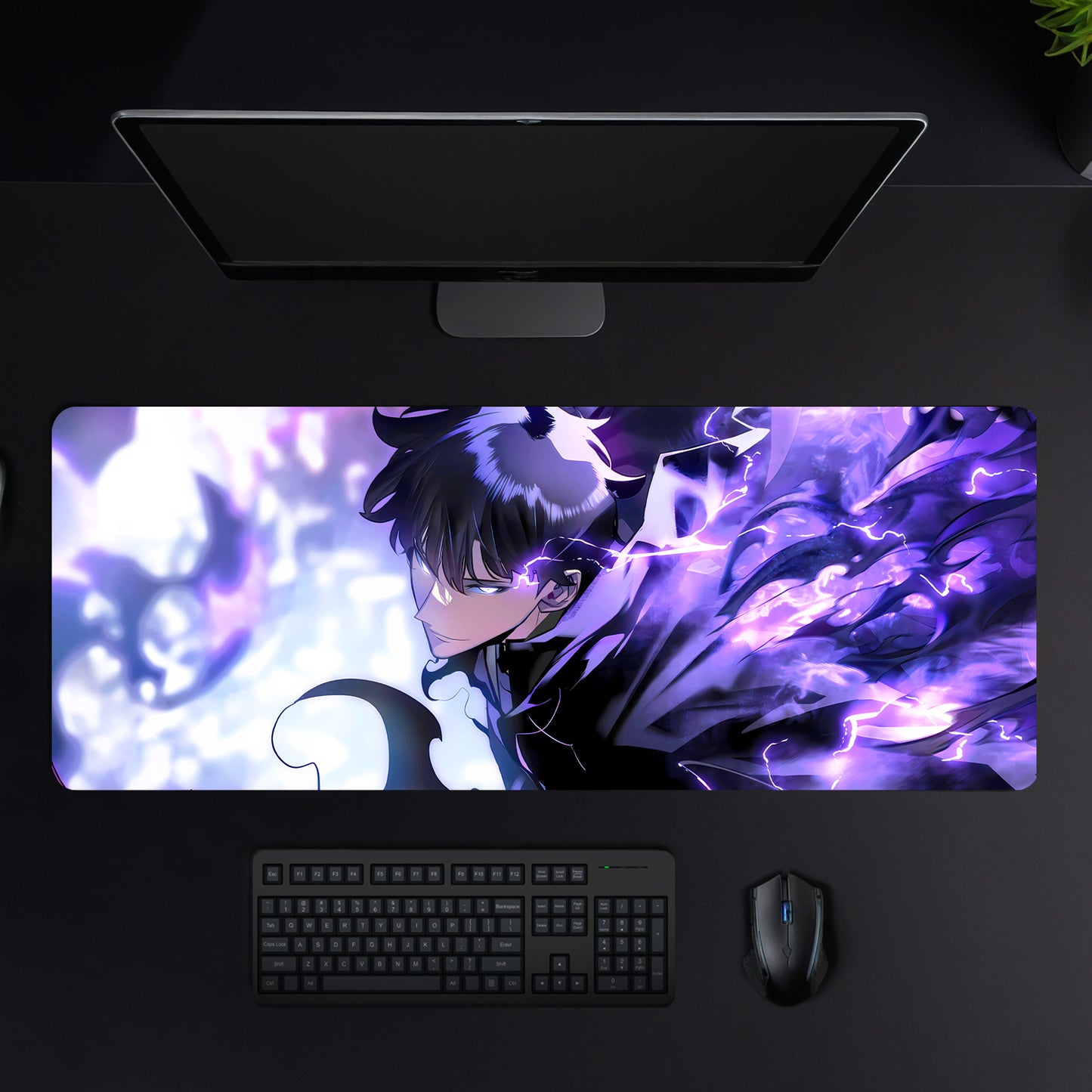 Solo Leveling - Sun Jinwoo Desk Mat (31 X 12 Inches) - Gaming Mouse Pad | Rubber Base Desk Mat