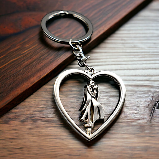 Silver Metal Couple I Love You Rotating Valentine Couple Keychain | Valentine Couple Gift Keyring For Girlfriend/boyfriend
