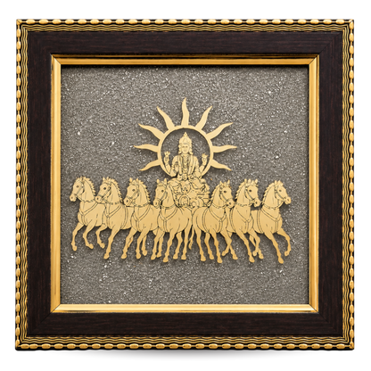 Surya Dev 7 Horses Prosperity Wall Frame - Vastu & Success Decorative Frame