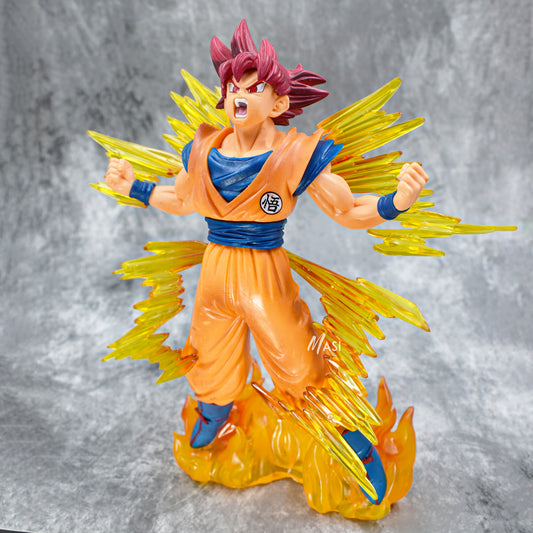Dragon Ball Super Rose Goku Super Saiyan God Action Figure With Flame Stand - 20 Cm