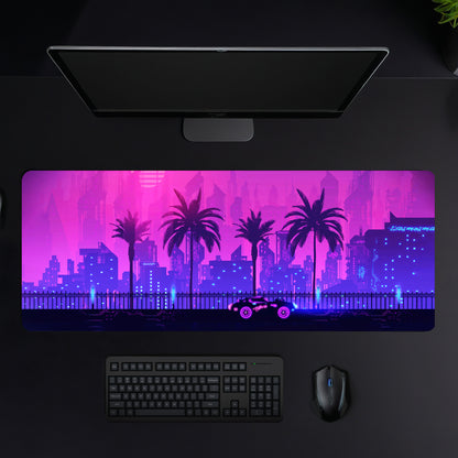 CYBERPUNK CITY MOUSE PAD (31 X 12 INCHES) - GAMING MOUSE PAD | RUBBER BASE DESK MAT