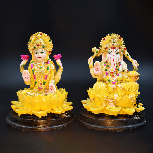 Divine Lakshmi Ganesh Sitting Figure (20 Cm Height)