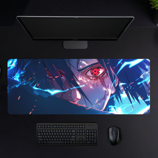 SASUKE UCHIHA SHARINGAN EYE DESK MAT (31 X 12 INCHES) - GAMING MOUSE PAD | RUBBER BASE DESK MAT
