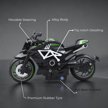 Super Sports Bike With Pull Back Function With Premium Detailings - Green