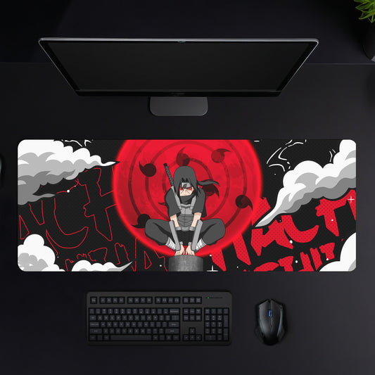 ITACHI UCHIHA PREMIUM EDITION DESK MAT (31 X 12 INCHES) - GAMING MOUSE PAD | RUBBER BASE DESK MAT