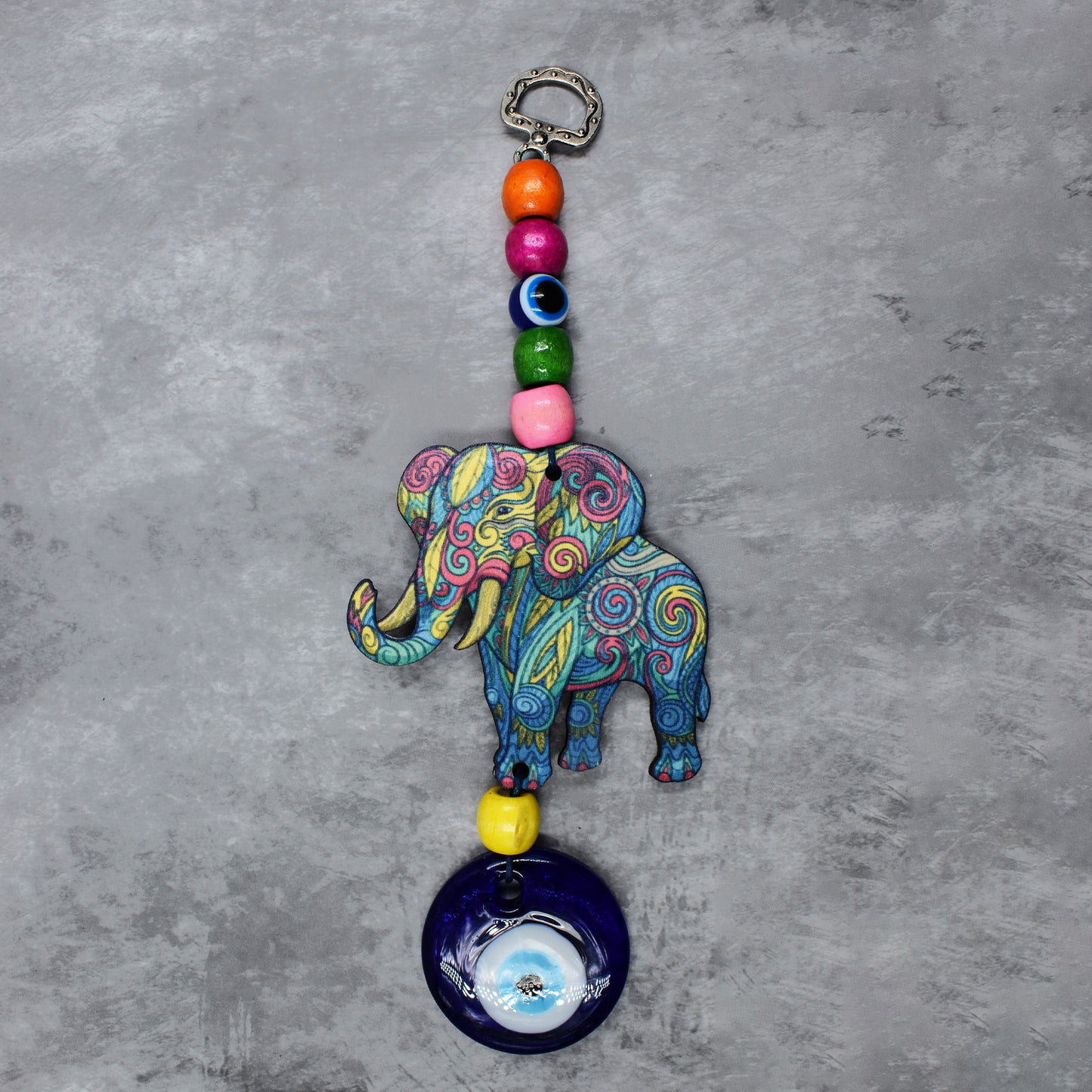 Evil Eye Turkish Hanging Accessories Home Kitchen Wall Decor Front Entrance Door Nazar Battu Good Luck Decorative Vastu Suraksha Drishti Bommai Showpiece Items (Elephant)
