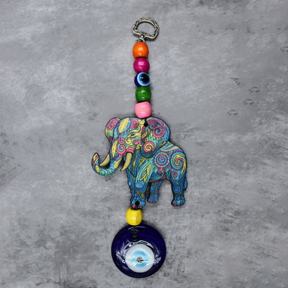 Evil Eye Turkish Hanging Accessories Home Kitchen Wall Decor Front Entrance Door Nazar Battu Good Luck Decorative Vastu Suraksha Drishti Bommai Showpiece Items (Elephant)
