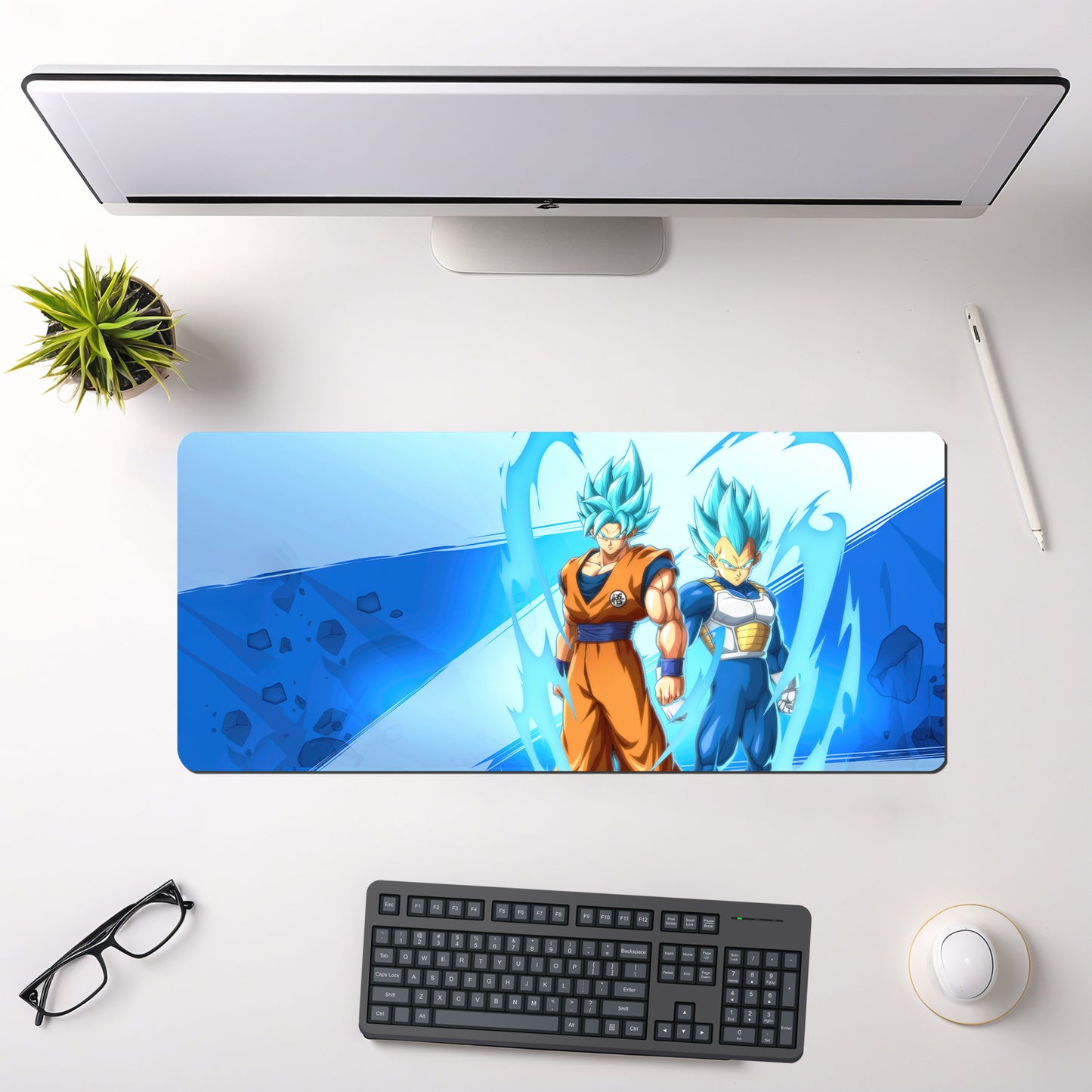 DRAGON BALL Z - GOKU & VEGETA MOUSE PAD (23 X 11 INCHES) - GAMING MOUSE PAD | RUBBER BASE DESK MAT