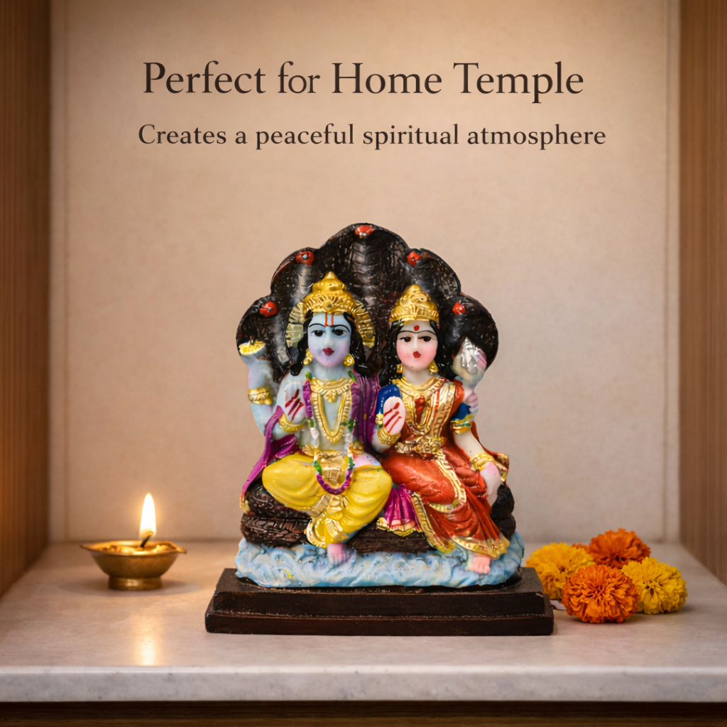 Lord Vishnu Lakshmi Idol on Sheshnaag - Premium Detailed Spiritual Murti