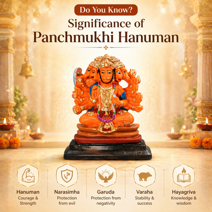 Panchmukhi Hanuman Idol (13 cm) - Protection & Positive Energy