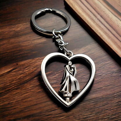 Silver Metal Couple I Love You Rotating Valentine Couple Keychain | Valentine Couple Gift Keyring For Girlfriend/boyfriend