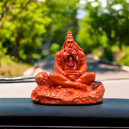 Hanuman Ji Premium Detailed Murti/statue With Sri Ram In Heart For Gift/car Dashboard/home/office Decoration (Orange)