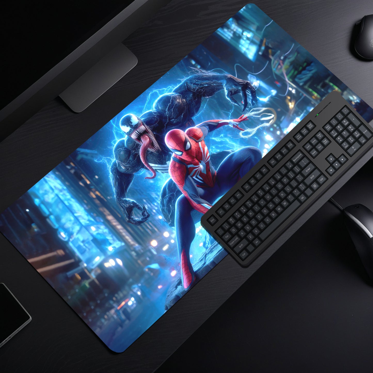 SPIDERMAN & VENOM MOUSE PAD (23 X 11 INCHES) - GAMING MOUSE PAD | RUBBER BASE DESK MAT