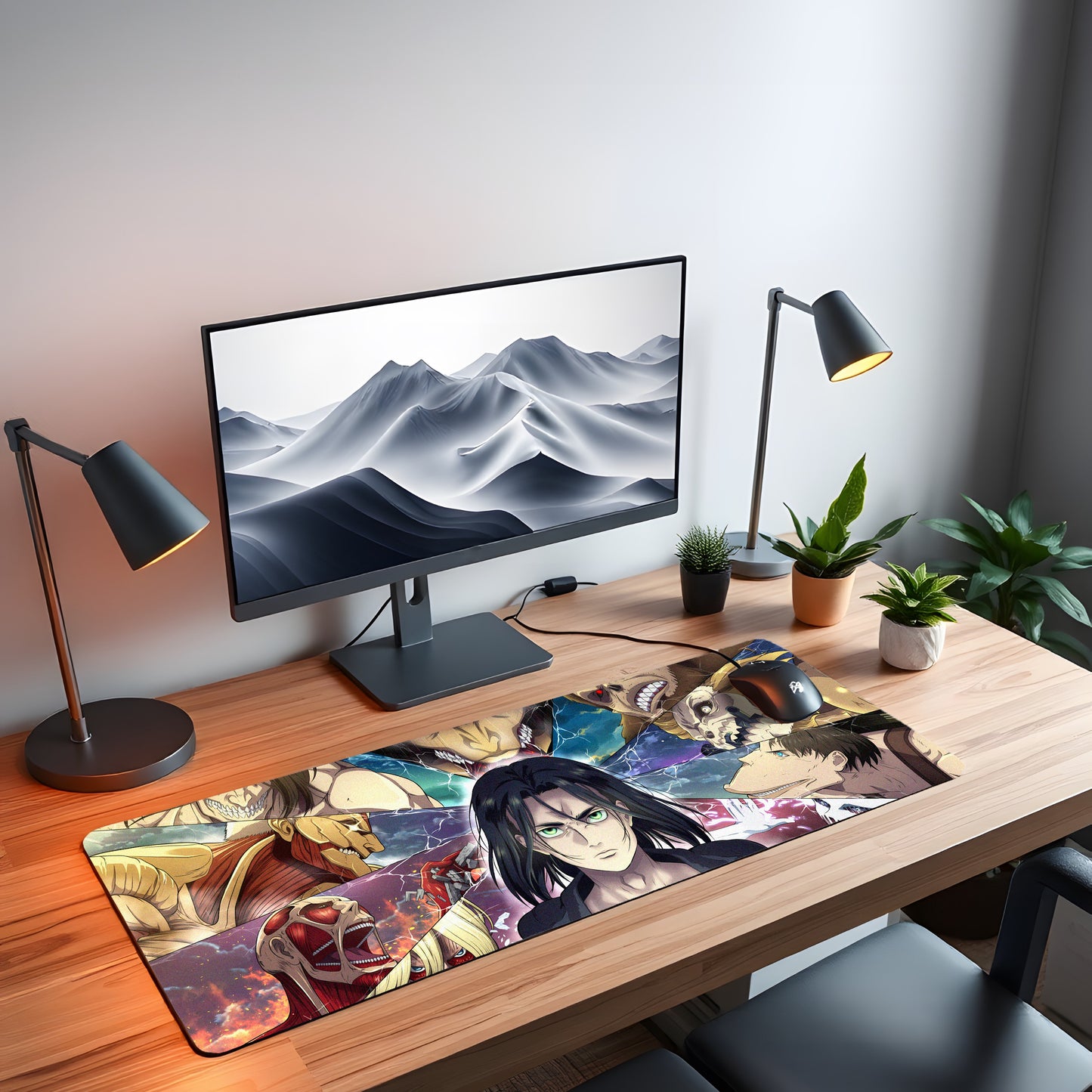 ATTACK ON TITAN ALL TITANS & EREN YEAGER DESK MAT (31 X 12 INCHES) - GAMING MOUSE PAD | RUBBER DESK MAT