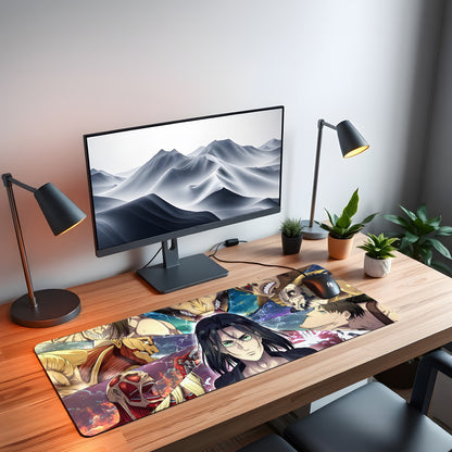 ATTACK ON TITAN ALL TITANS & EREN YEAGER DESK MAT (31 X 12 INCHES) - GAMING MOUSE PAD | RUBBER DESK MAT