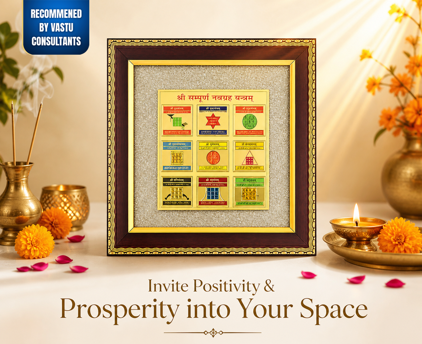 Shree Sampurna Navgraha Yantra Frame - Vastu & Success Decorative Frame
