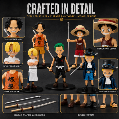 One Piece Pirate Crew Action Figure Set with Accessories (Pack of 5)